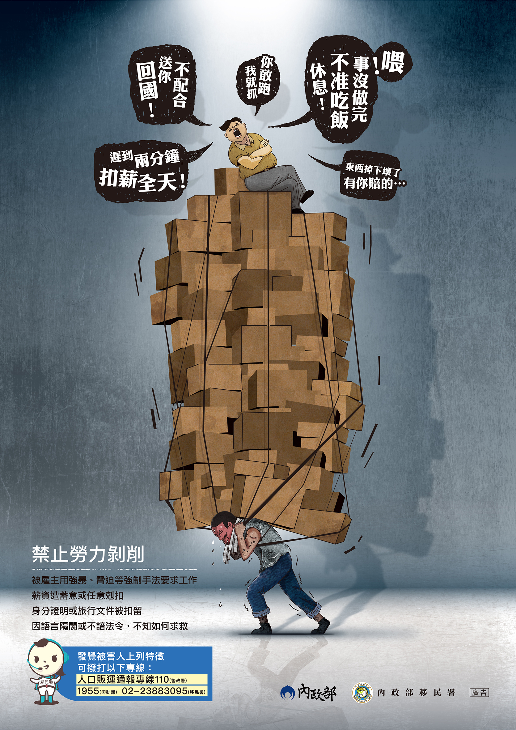 防制人口販運宣導海報-禁止勞力剝削-中文